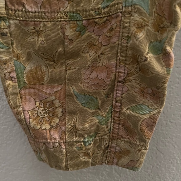 Anthropologie Green/Pink Floral Cropped Cargo Balloon Pants Size 00P - Picture 3 of 7